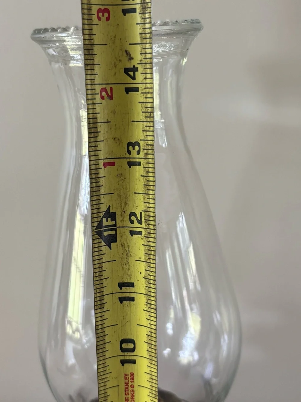 Vintage Red Glass Oil Lamp with Clear Chimney
